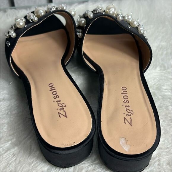 Zigi Soho Edina Black/ Pearl Accent Open Toe Dress Shoes - Picture 5 of 6